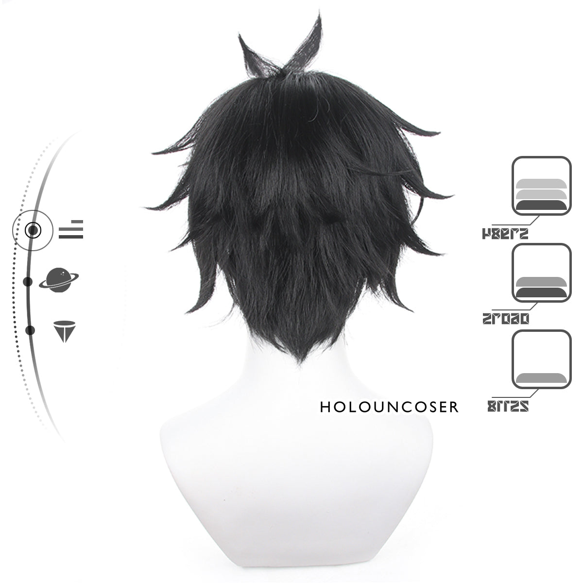 HOLOUN Honkai Star Rail Game Dan Heng Cosplay Wig Short Version Rose Net Heat Resistant Synthetic Fiber Adjustable Halloween