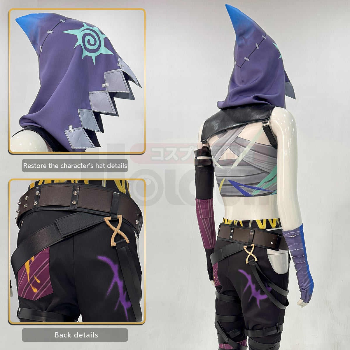 HOLOUN LOL Arcane Game Jinx Cosplay Costume Wig Scrawl Vest Pants Hat Qutfit Halloween Christmas Gift Cos Convention