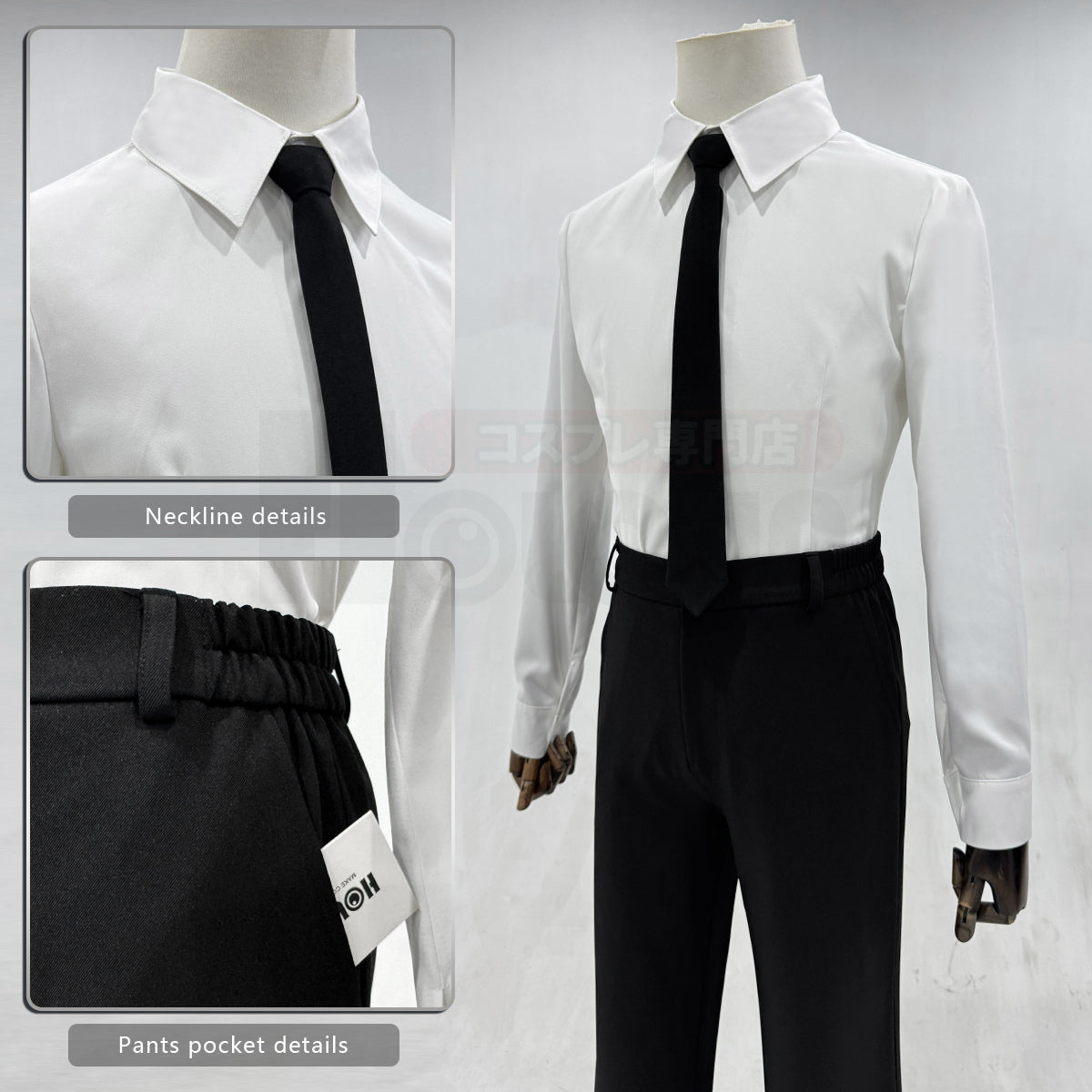 Pre-sale HOLOUN Chainsaw Anime Denji Hayakawa Aki Cosplay Costume Wig Halloween Christmas Convention Black Suit Shirt Pant Tie Daily