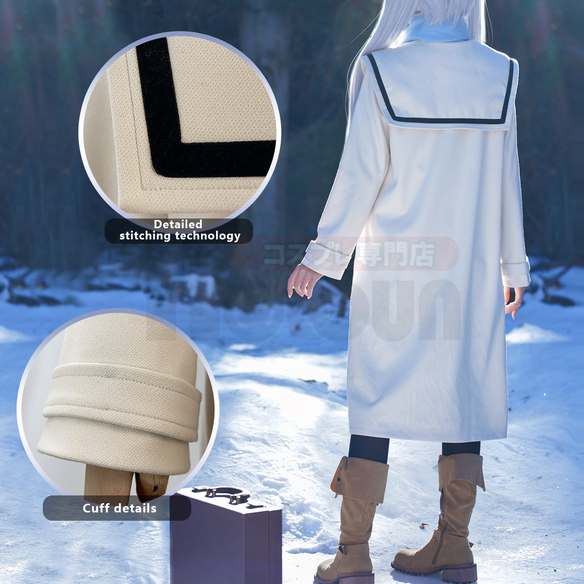Pre-sale HOLOUN Frieren Beyond Journey's End Anime Frieren Cosplay Costume Winter Coat Wig Ponytail Halloween Christmas Convention
