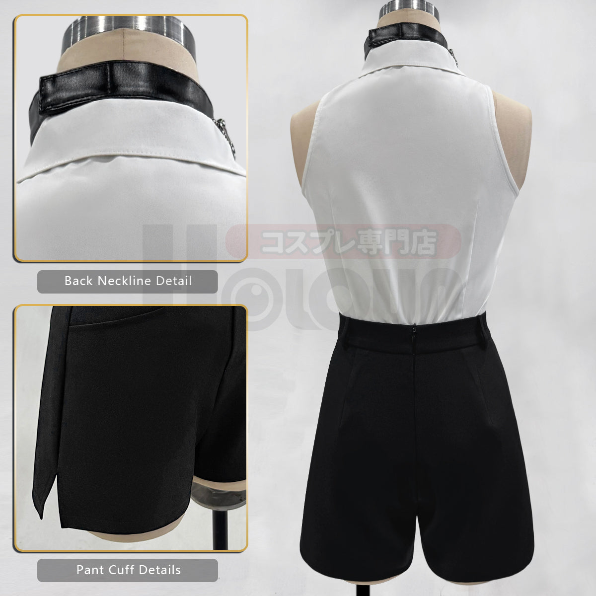 Pre-sale HOLOUN Chainsaw Anime Reze Cosplay Costume Wig White Shirt Black Shorts Choker Tie Halloween Christmas Convention Rose Net