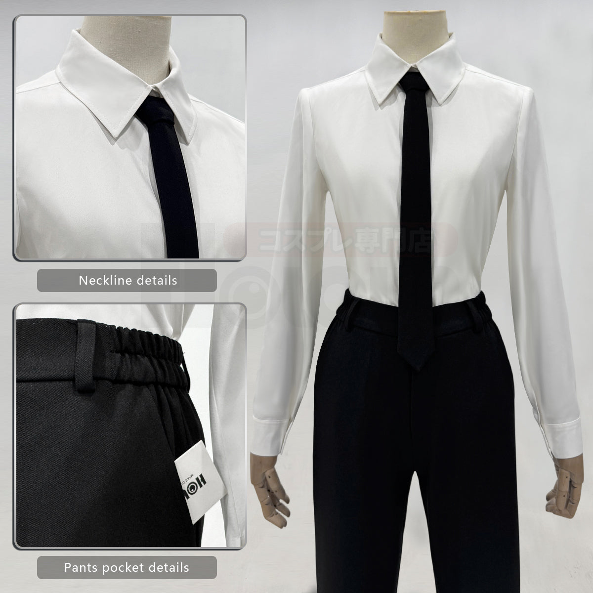 HOLOUN Chainsaw Anime Denj Aki Cosplay Costume Wig Halloween Christmas Convention Black Suit Shirt Pant Tie Daily