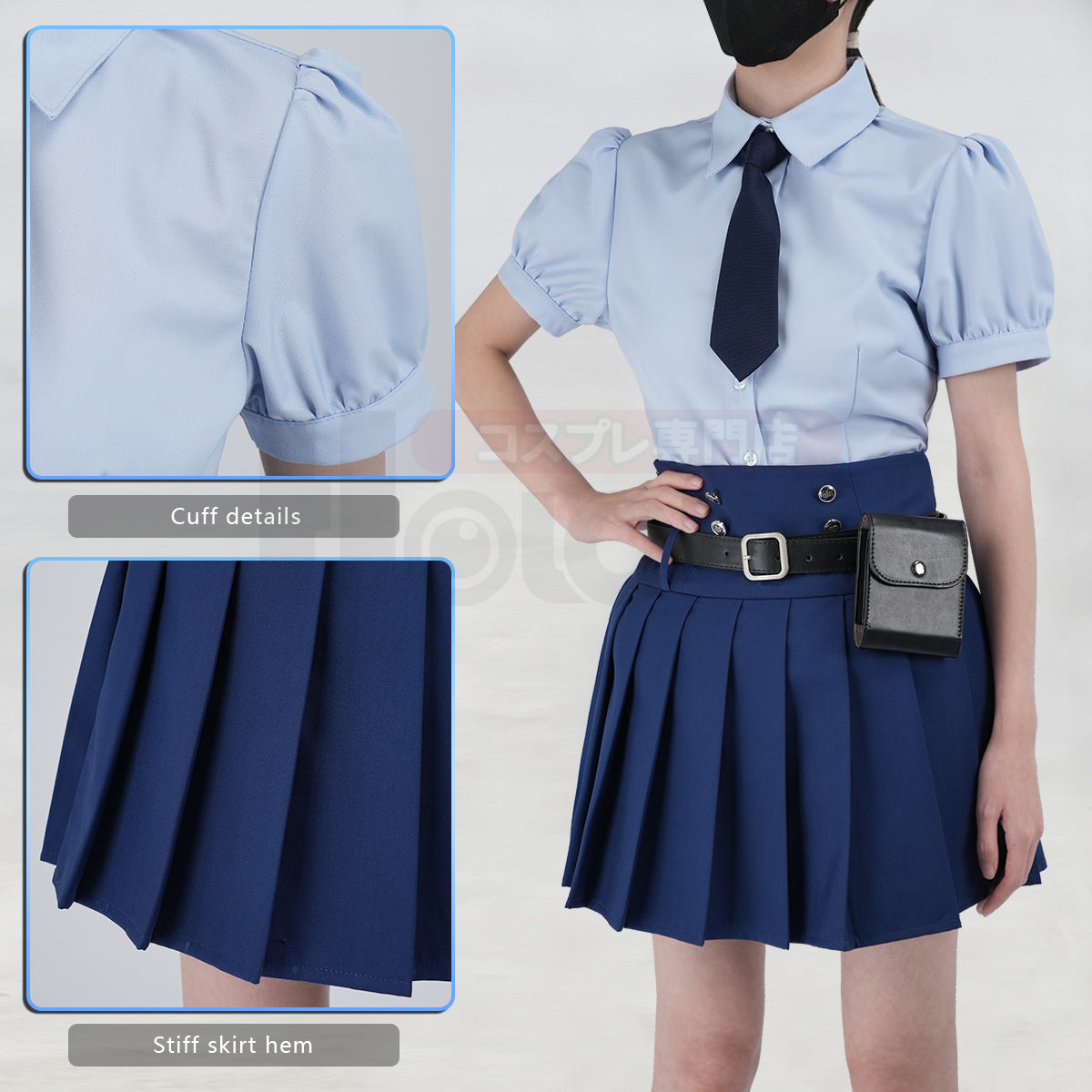 HOLOUN Zoo Movie Judith Hopps Cosplay Costume Blue Vest Shirt Skirt Halloween Christmas Animation Convention Adult Daily Wear