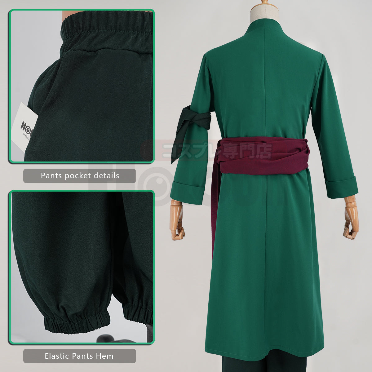 HOLOUN ONE Anime Roronoa Zoro Cosplay Costume Pants Haori Head Scarf Animation Convention 2025 Halloween Christmas Gift