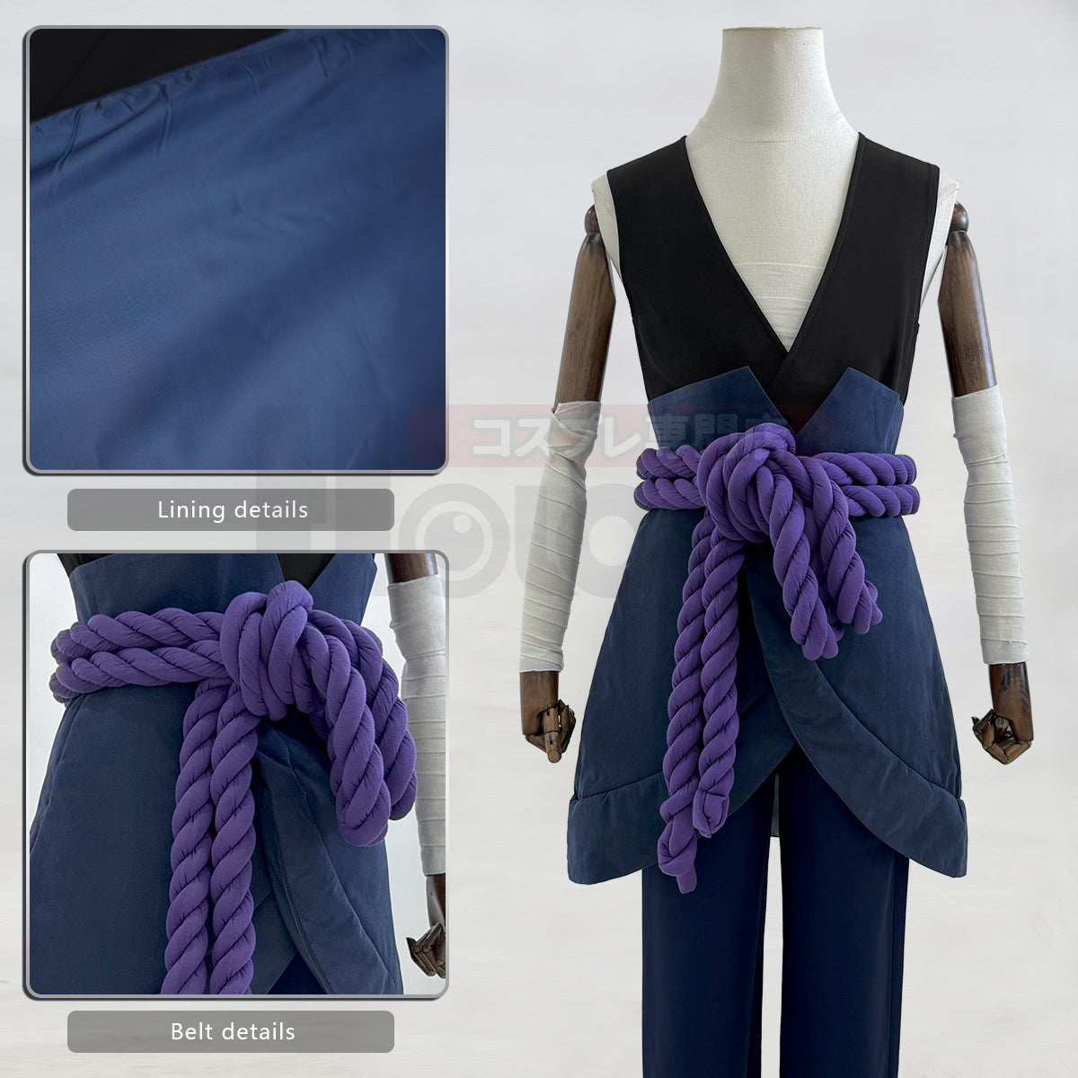 Pre-sale HOLOUN Anime Uchiha Sasuke Cosplay Costume Cloak Vest Pants Purple Belt Halloween Christmas Animation Convention