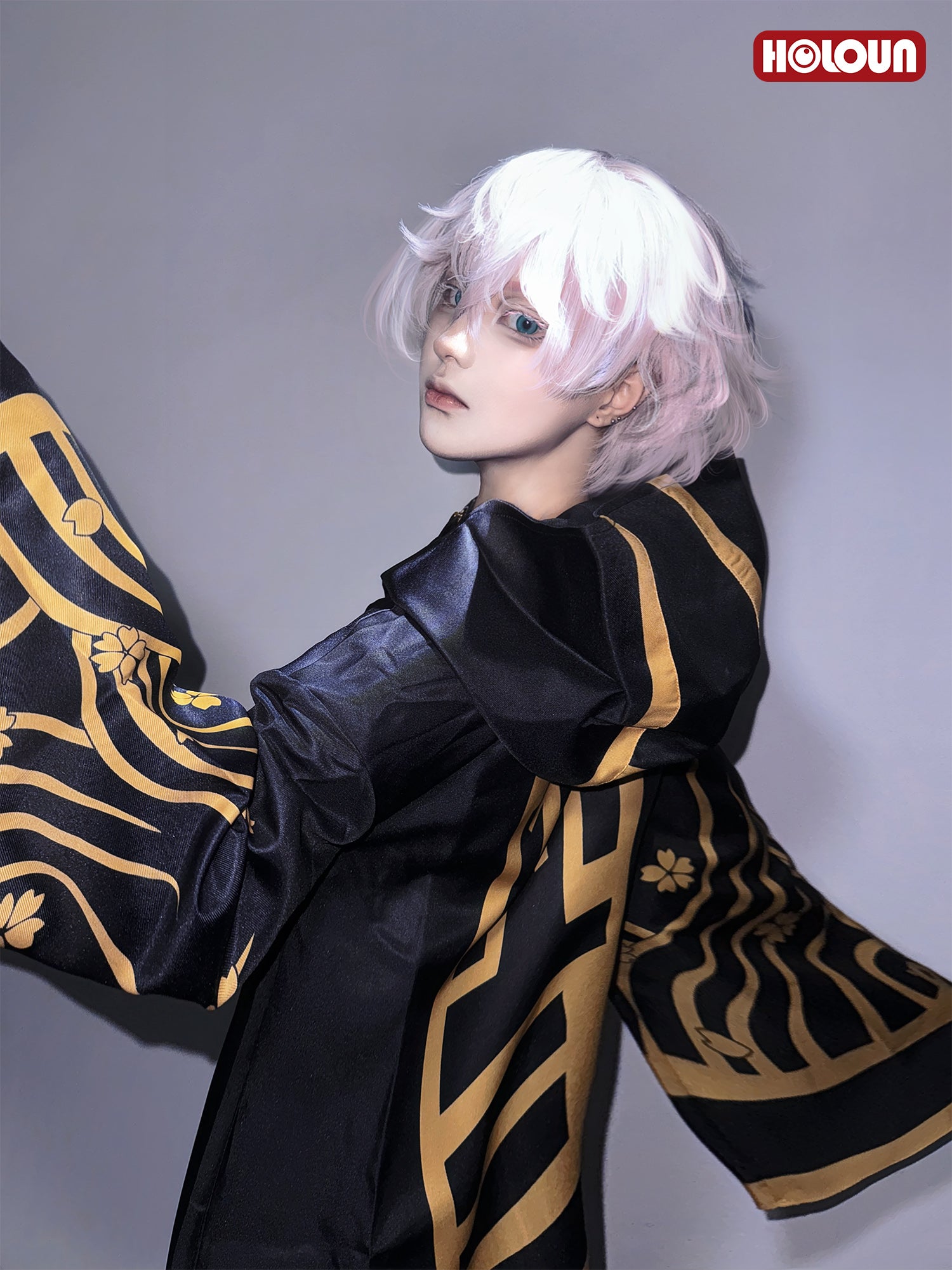 HOLOUN Tokyo Anime Brahman Senju Kawaragi Cosplay Costume Golden Black Jacket Coat Over Size Sakura Printed Halloween Christmas