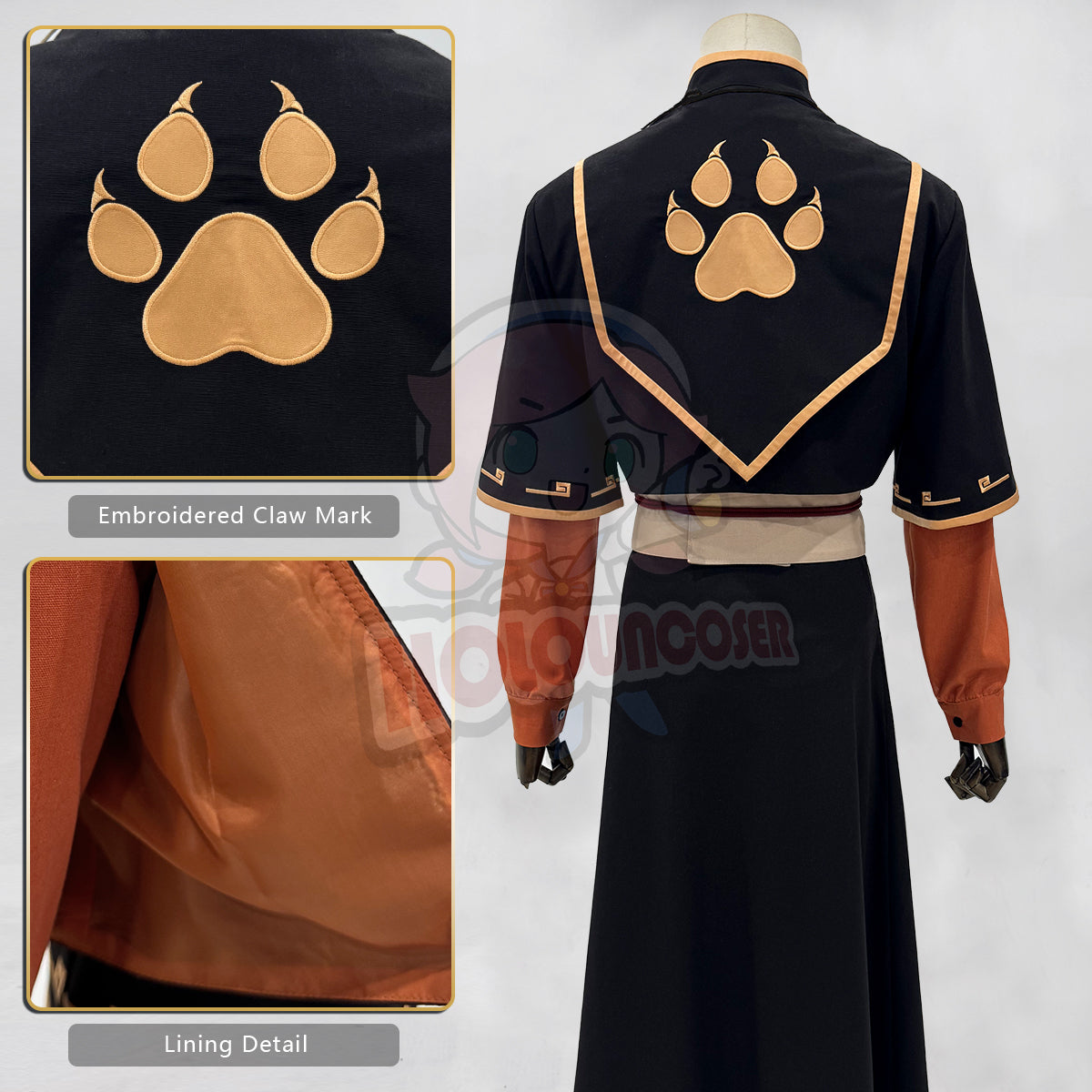 Pre-sale HOLOUN Xiao Hei Anime Sakini Cosplay Costume Embroidery Top Skirt Coat Belt Animation Convention Halloween Christmas Gift