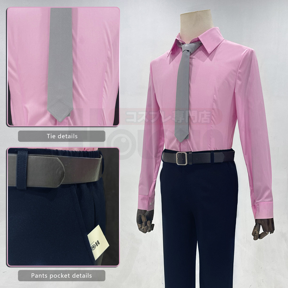 Pre-sale HOLOUN Gintama Anime Sakata Ginpa Cosplay Costume White Coat Pink Shirt Pants Tie Belt Halloween Christmas Animation Convention