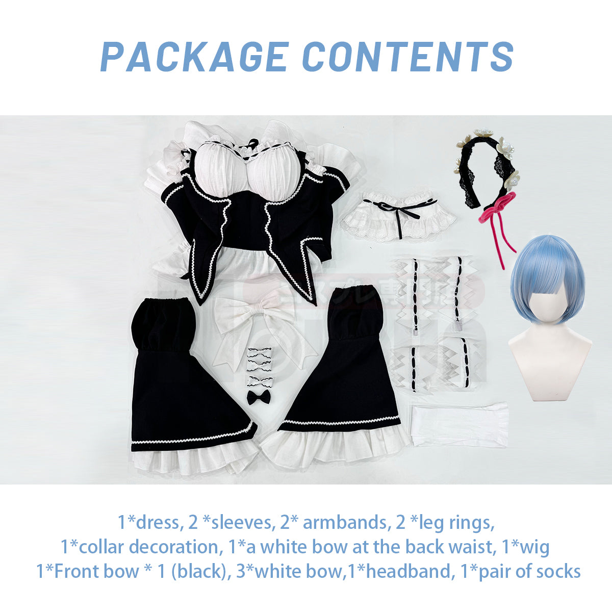 HOLOUN Re:Life In A Different World From Zero Anime Rem Cosplay Costume Wig Lolita Maid Dress Black White Halloween Christmas