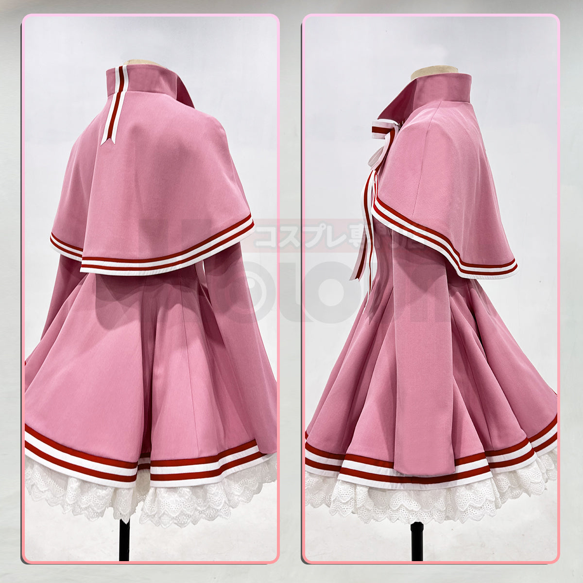 HOLOUN Cardcaptor Sakura Anime Kinomoto Sakura Cosplay Costume Clear Card Version Pink Dress shawl Hat Gloves Bowtie Daily Wear