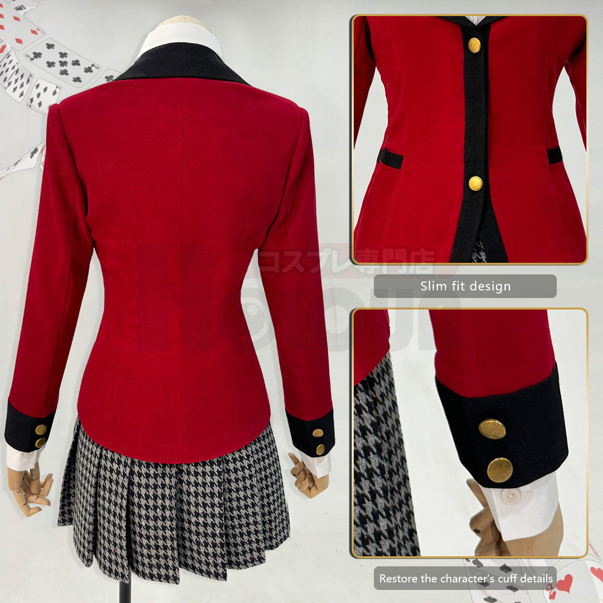 HOLOUN Kakegurui-Compulsive Gambler Anime Jabami Yumeko Cosplay Costume Wig Suit School Uniform Pendant Halloween Christmas