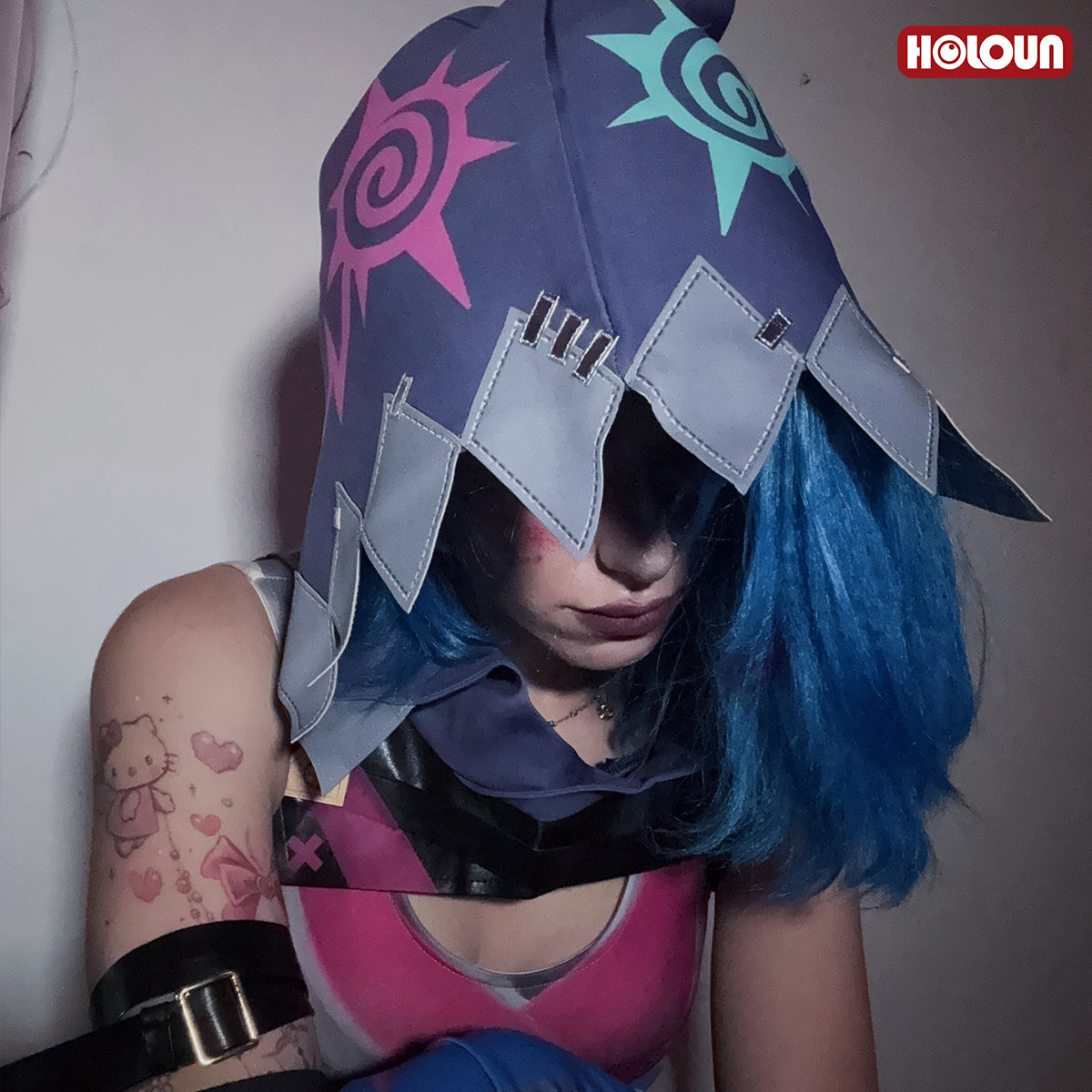 HOLOUN LOL Arcane Game Jinx Cosplay Costume Wig Scrawl Vest Pants Hat Qutfit Halloween Christmas Gift Cos Convention