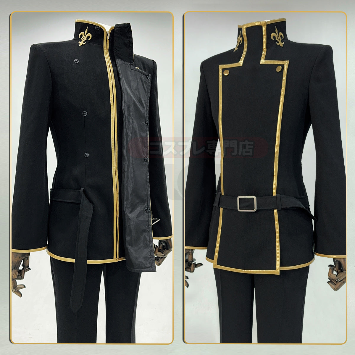 HOLOUN CODE GEASS Lelouch of the Rebellion Anime Lelouch Lamperouge Cosplay Costume Black Jacket Pants Belt Halloween Christmas