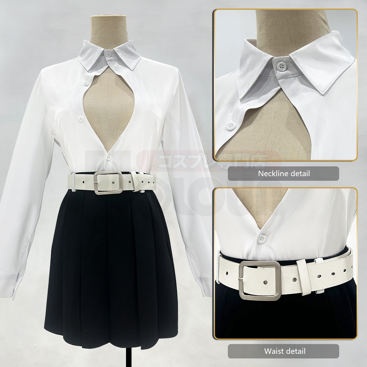 HOLOUN Anime Kanroji Mitsuri Cosplay Costume Braided Wig Embroidery Top Skirt White Haori Belt Stockings Cos Halloween