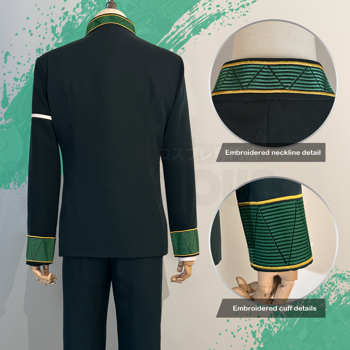 HOLOUN Wind Breaker Anime Akihiko Nirei Cosplay Costume Wig School Uniform Green Jacket Pants White Shirt Cos Convention