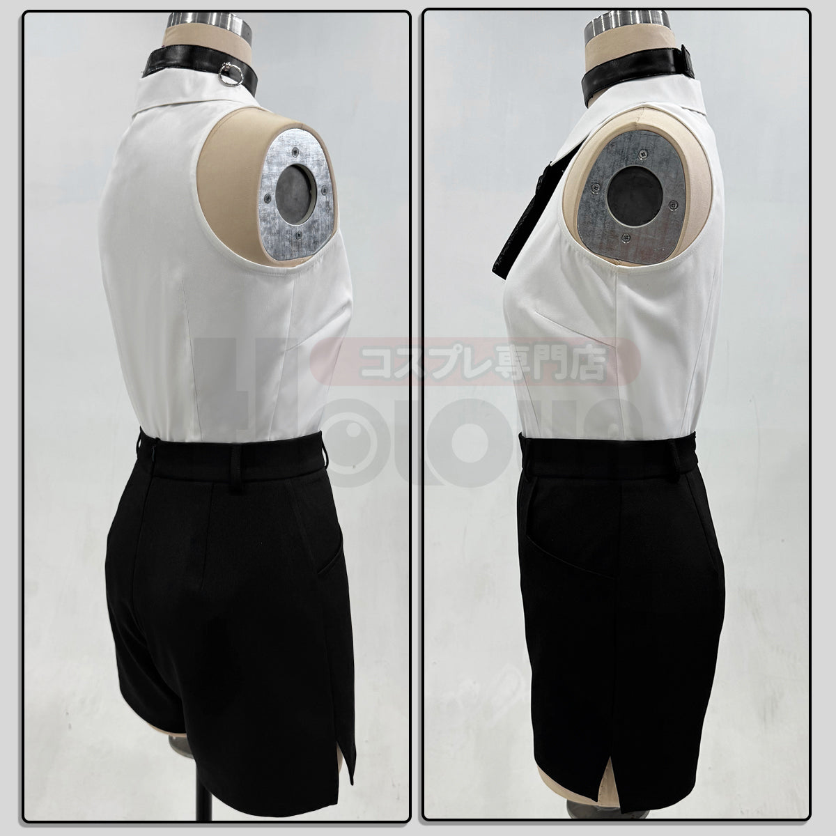 Pre-sale HOLOUN Chainsaw Anime Reze Cosplay Costume Wig White Shirt Black Shorts Choker Tie Halloween Christmas Convention Rose Net