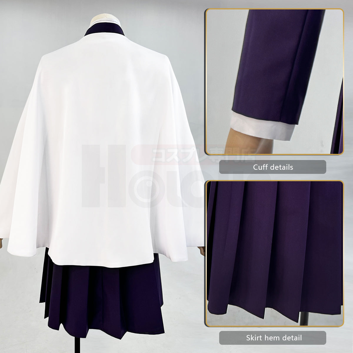 HOLOUN Demon Anime Tsuyuri Kanawo Cosplay Costume Wig Embroidery Purple Top Skirt White Cloak Belt Cos Halloween Christmas Gift