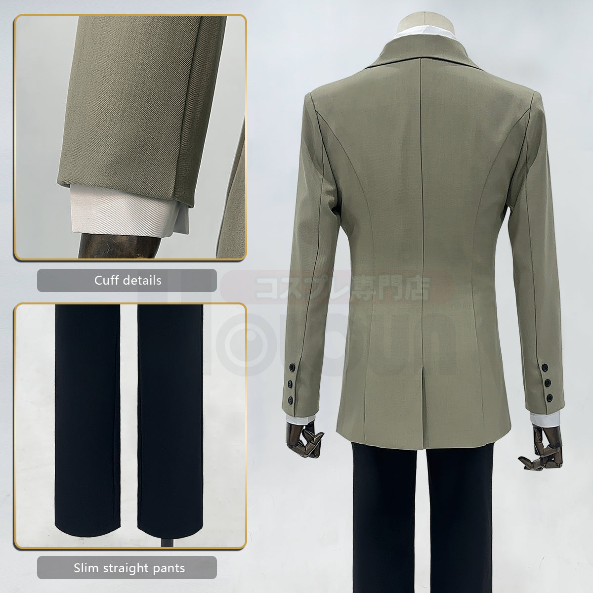 HOLOUN P5 Game Akechi Goro Cosplay Costume Wig Detective Uniform Embroidery Suit Shirt Pants Tie Gloves Daily Wear Cos Halloween