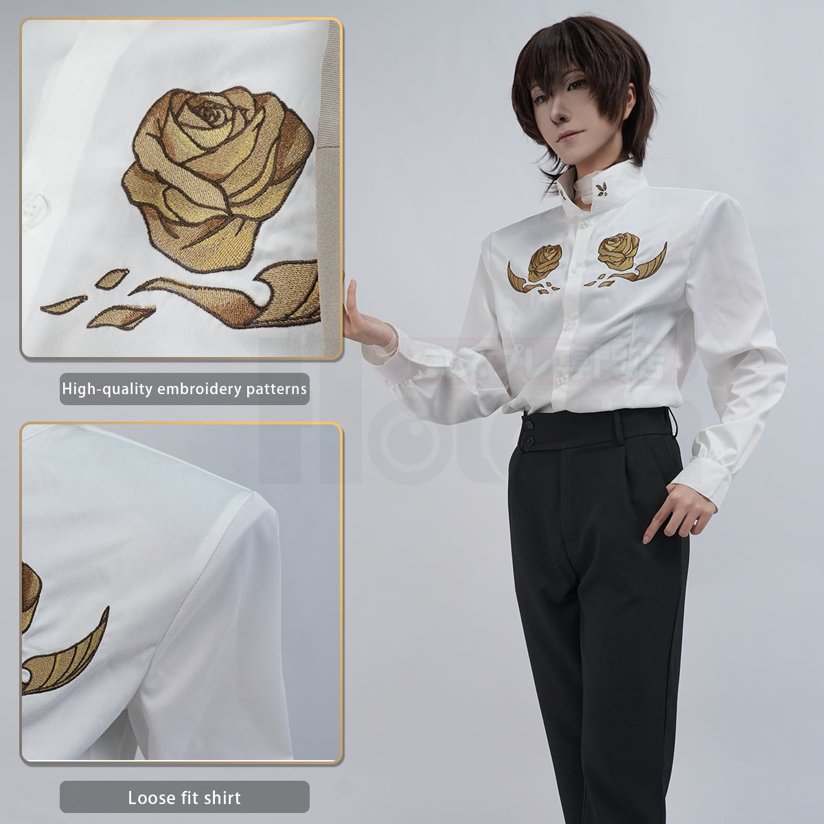 HOLOUN Bungo Anime Dazai Osamu Cosplay Costume Wig 10th Anniversary Lining Coat Pants Shirt Daily Wear Halloween Christmas Gift