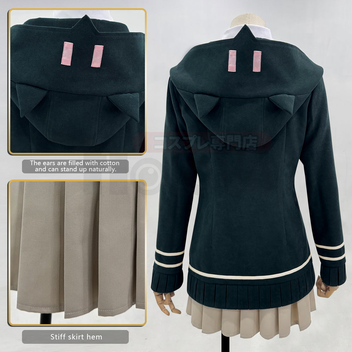 HOLOUN Danganronpa Game Trigger Happy Havoc Nanami ChiaKi Cosplay Costume Coat Shirt Skirt Hair Clip School Uniform Cos