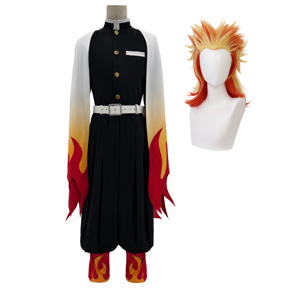 Pre-sale HOLOUN Anime Rengoku Kyoujurou Cosplay Costume Wig Haori Embroidery Top Elastic Pants Belt Convention Halloween Christmas