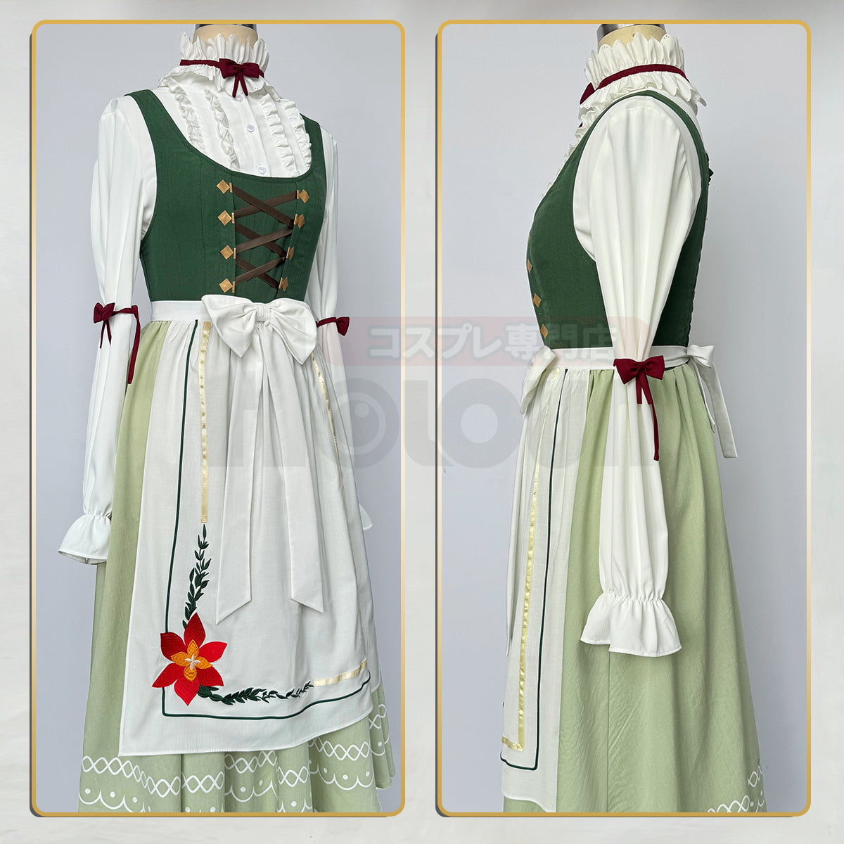 HOLOUN Frieren Beyond Journey's End Anime Fern Cosplay Costume Dress Shirt Embroidery Apron Handkerchief Headscarf Daily Wear