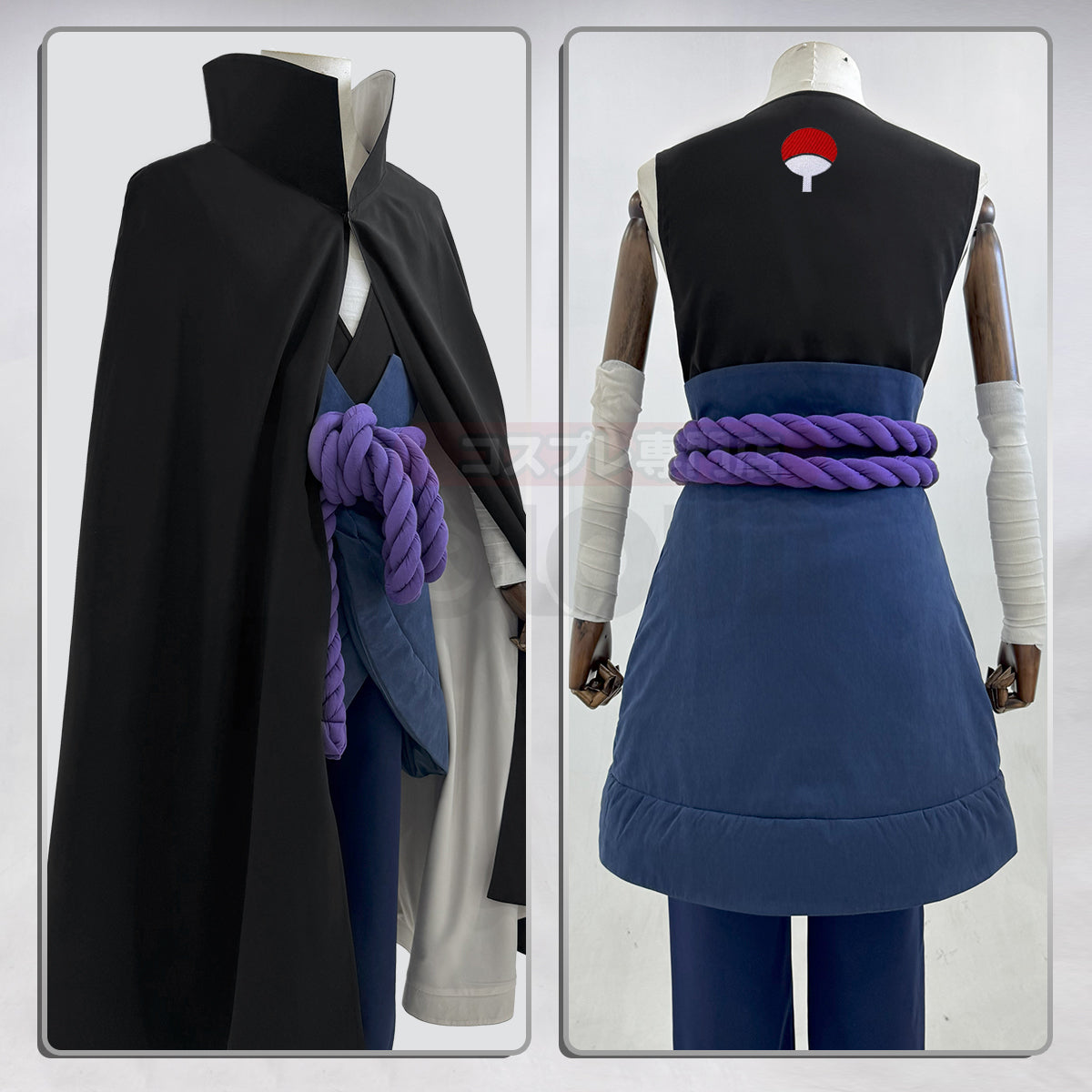 Pre-sale HOLOUN Anime Uchiha Sasuke Cosplay Costume Cloak Vest Pants Purple Belt Halloween Christmas Animation Convention