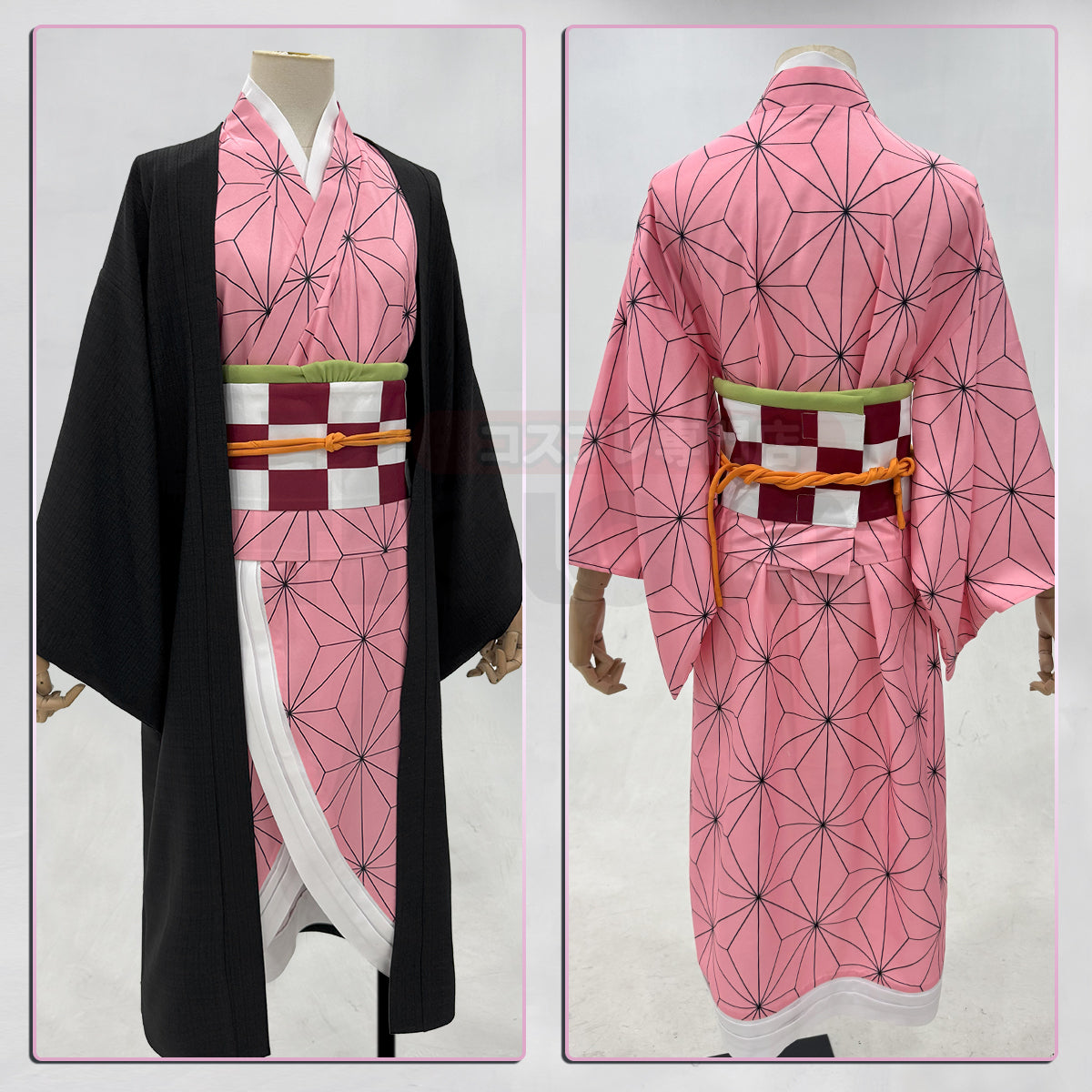 Pre-sale HOLOUN Anime Kamado Nezuko Cosplay Costume Wig Haori Kimono Halloween Christmas Animation Convention Adult Rose Net