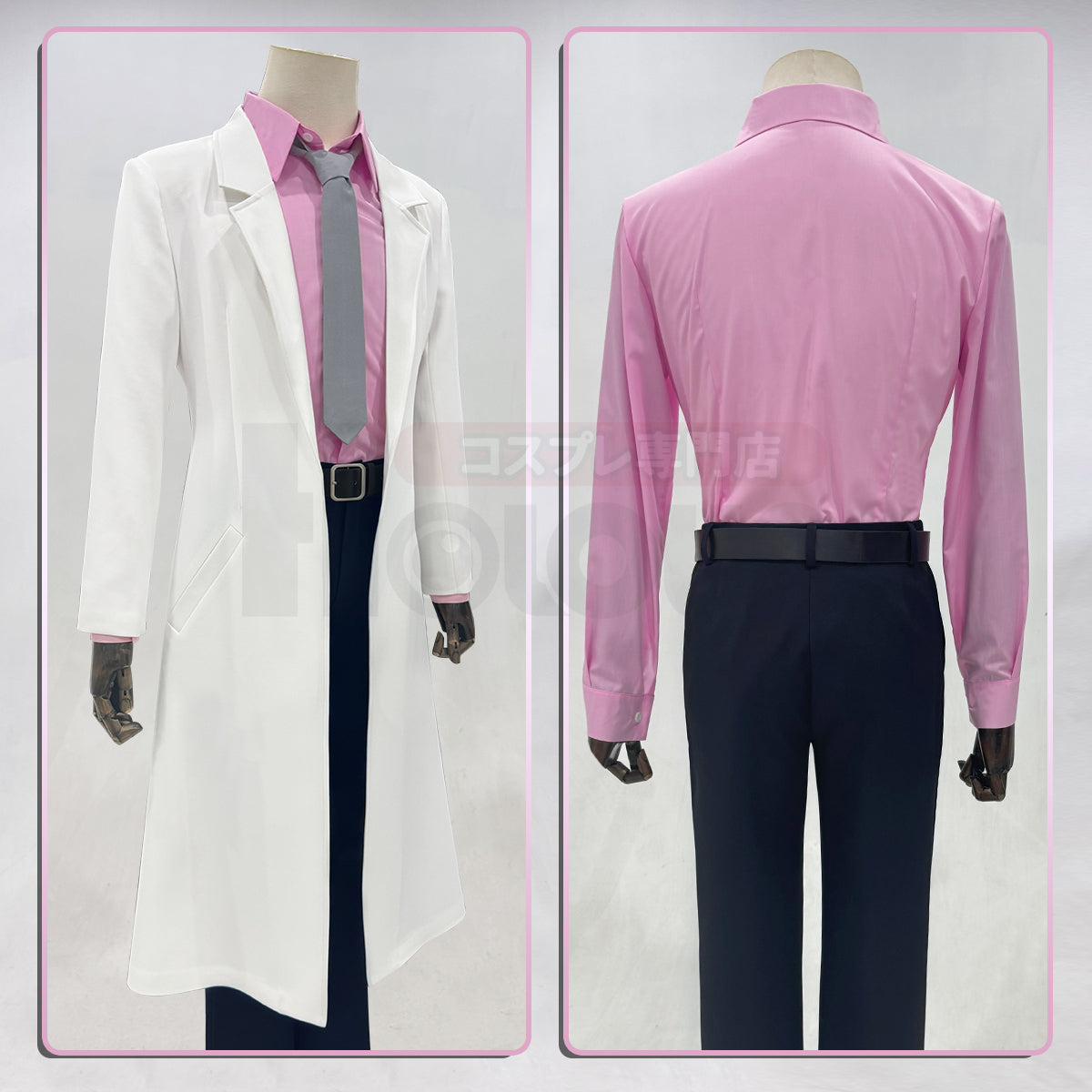 Pre-sale HOLOUN Gintama Anime Sakata Ginpa Cosplay Costume White Coat Pink Shirt Pants Tie Belt Halloween Christmas Animation Convention