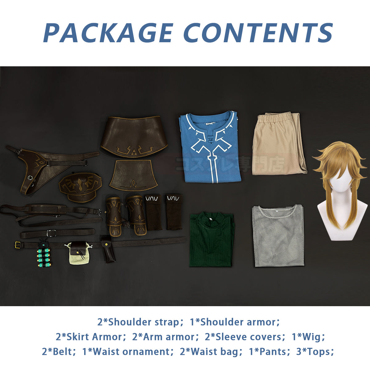 Pre-sale HOLOUN Game Link Cosplay Costume Wig Faux Leather Accessories Top Pants Halloween Christmas Convention Gift