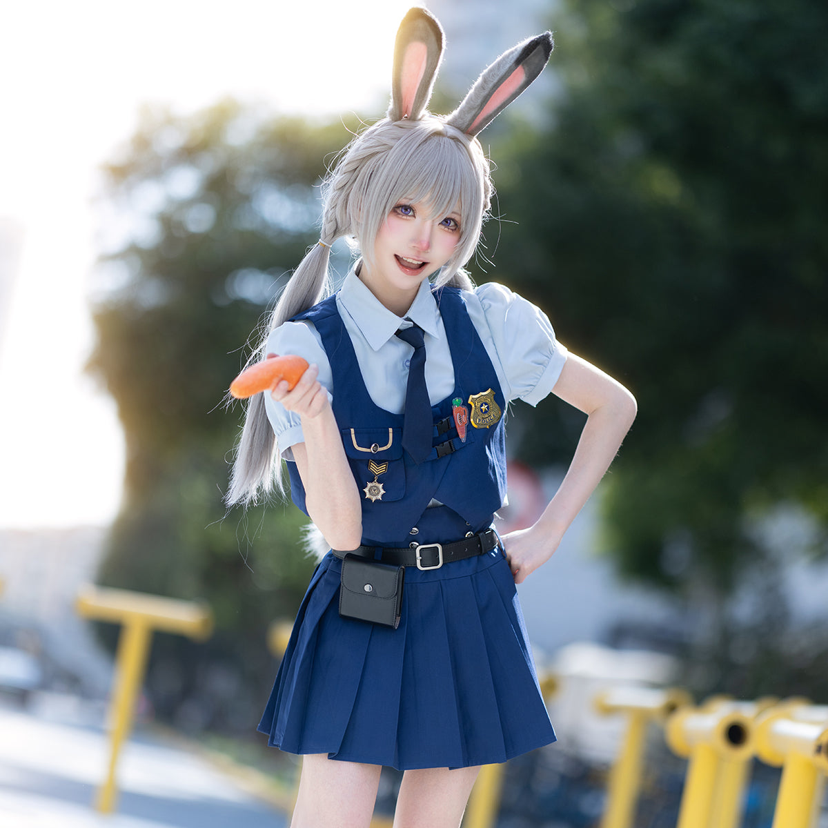 HOLOUN Zoo Movie Judith Hopps Cosplay Costume Blue Vest Shirt Skirt Halloween Christmas Animation Convention Adult Daily Wear