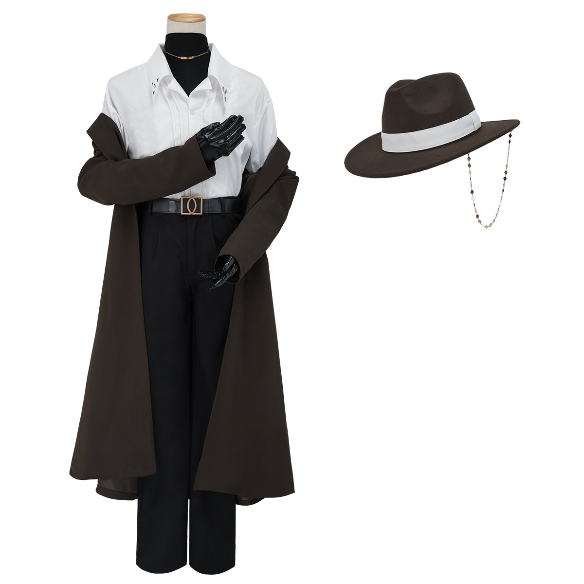 HOLOUN Bungo Anime Nakahara Chuuya Cosplay Costume Wig 10th Anniversary Lining Coat Pants Shirt Hat Gloves Daily Wear Halloween