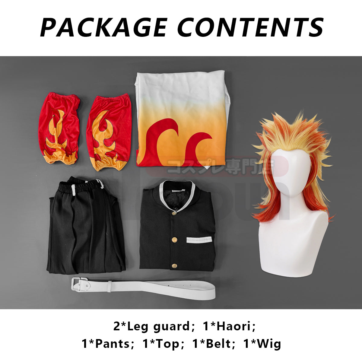 Pre-sale HOLOUN Anime Rengoku Kyoujurou Cosplay Costume Wig Haori Embroidery Top Elastic Pants Belt Convention Halloween Christmas