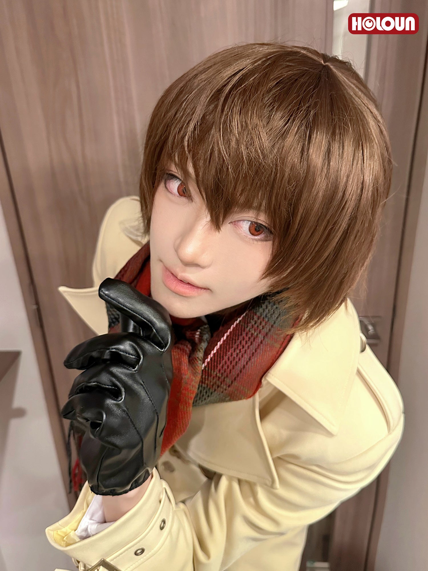 HOLOUN P5 Game Akechi Goro Cosplay Costume Wig Built-in Shoulder Pads Coat Daily Wear Cos Halloween Christmas Gift