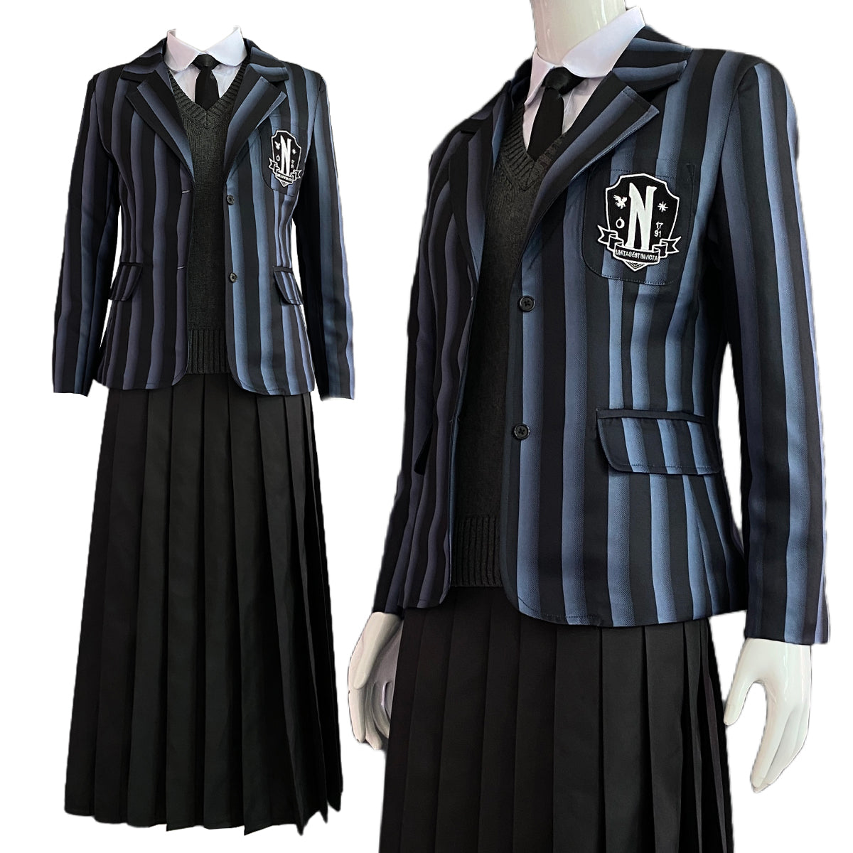 HOLOUN Wednesday Family Nevermore Academy Cosplay Costume School Uniform Embroidery Logo Suit Christmas New Year Gift
