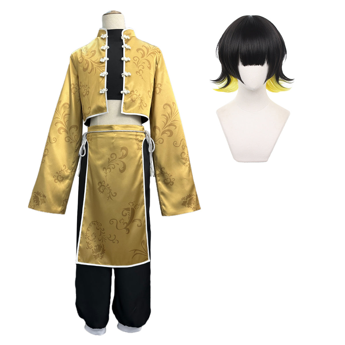 HOLOUN Blue Lock Anime Bachira Cosplay China Costume Kung Fu Tang Suit Wig Rose Net Sythetic Fibers Adjustable Size Gift Party