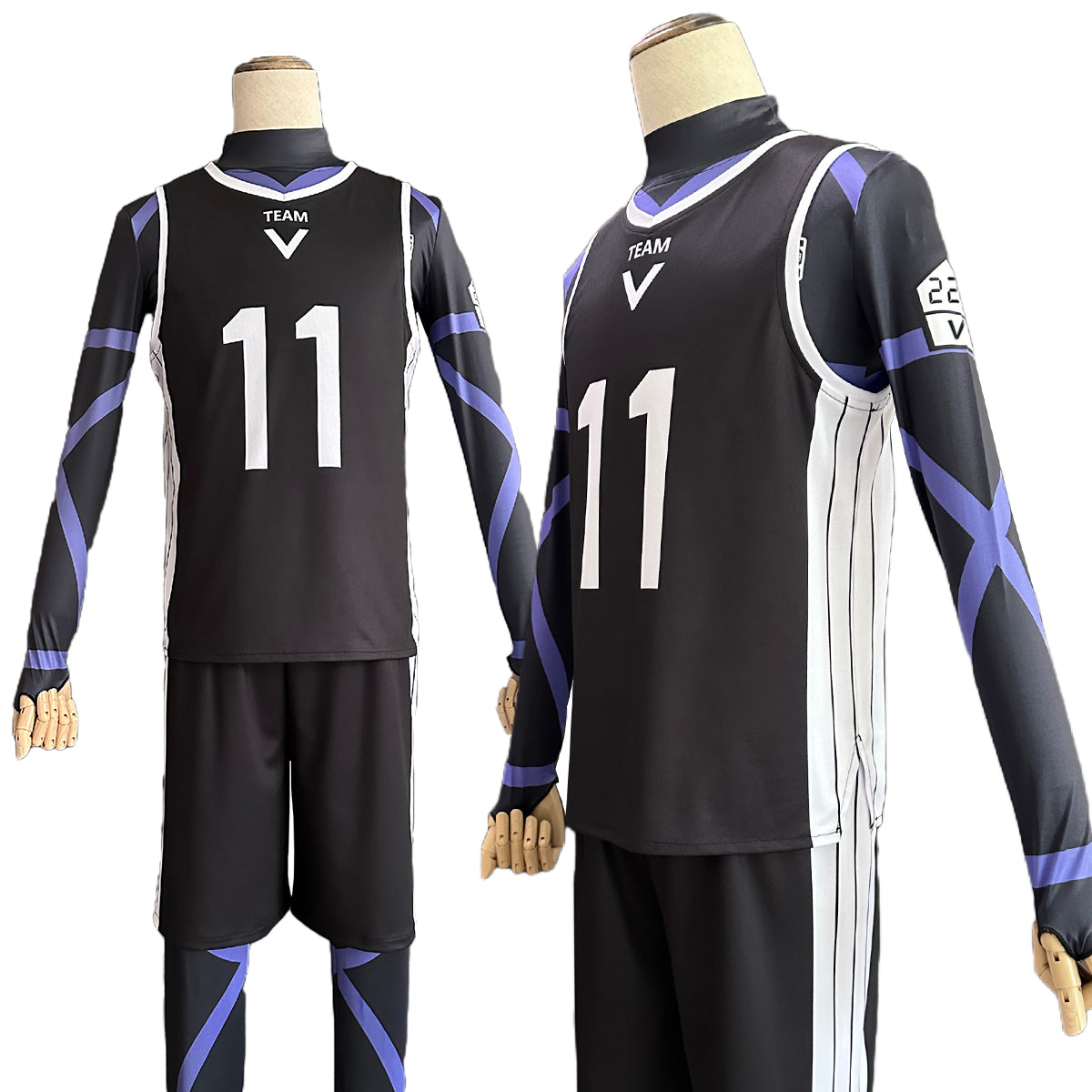 HOLOUN Blue Lock Anime Cosplay Costume No.11 Nagi Black T-shirt Football Soccer Training Uniform Halloween Christmas Gift New