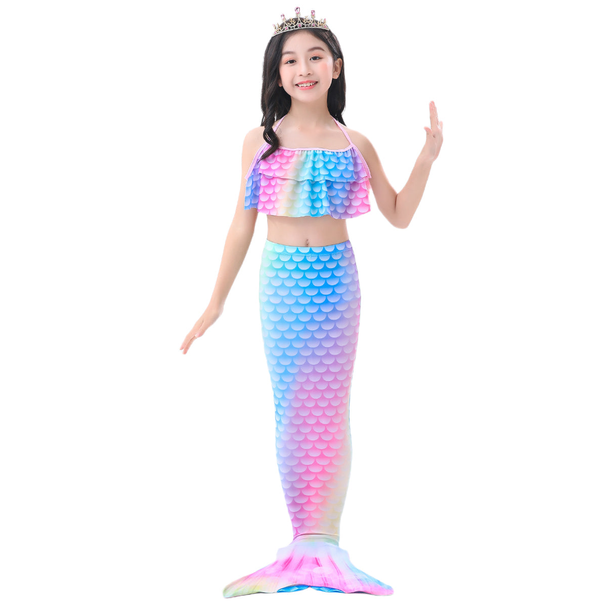 HOLOUN Mermaid Princess Cosplay Costume Kids Girls Children Dress Swimsuit Bikini For Carnival Birthday Party Clothes Gift 3PCS Set A1