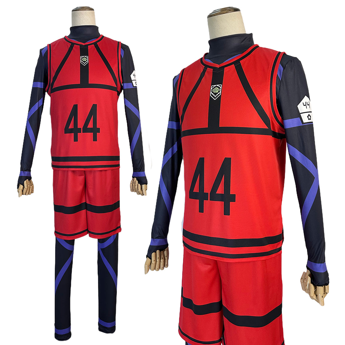 HOLOUN Blue Lock Anime Cosplay Costume Wig Chigiri  NO.44 Red Football Training Uniform Daily Wear Rose Net Sythetic
