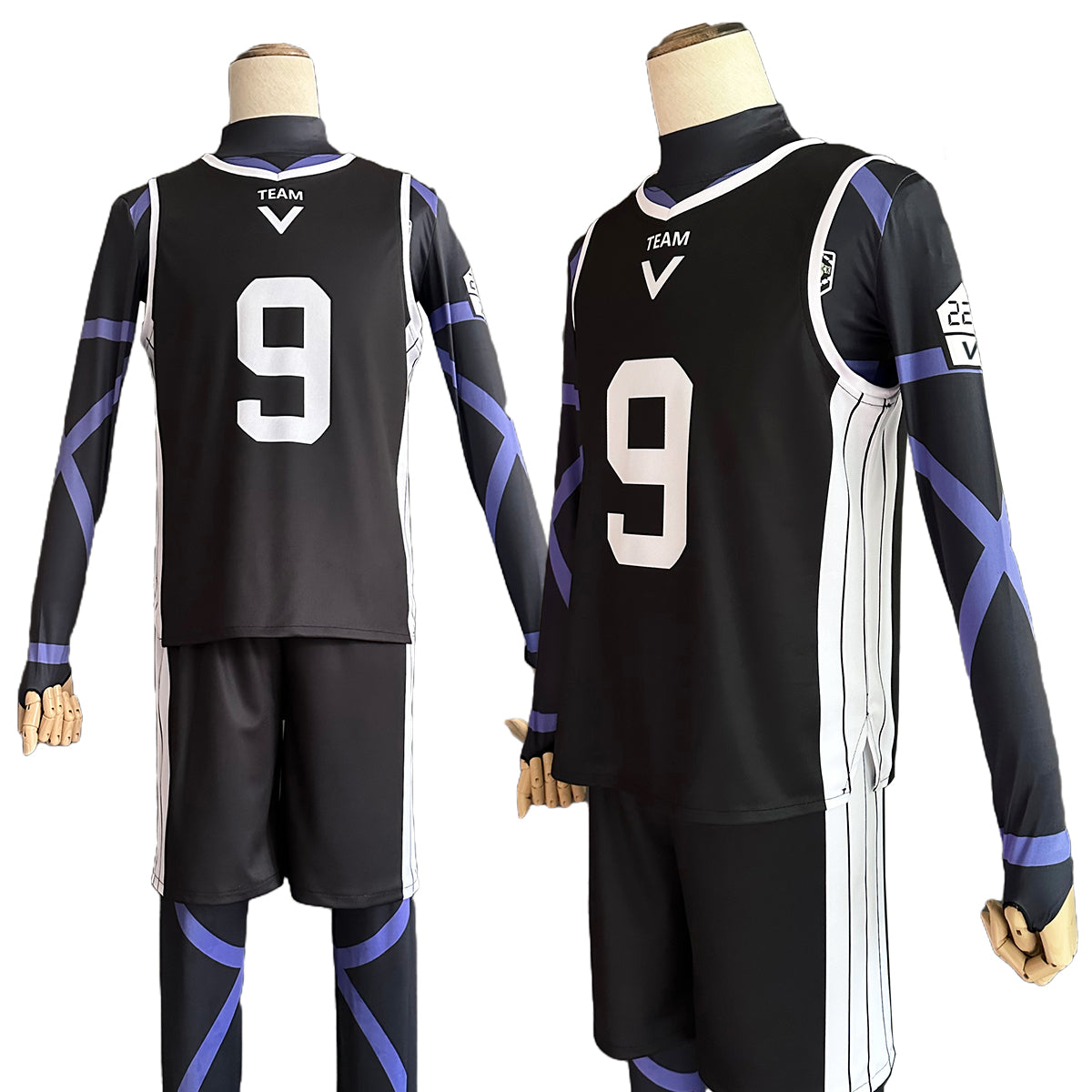 HOLOUN Blue Lock Anime Cosplay Costume No.9 Reo Black T-shirt Football Soccer Training Uniform Halloween Christmas Gift New