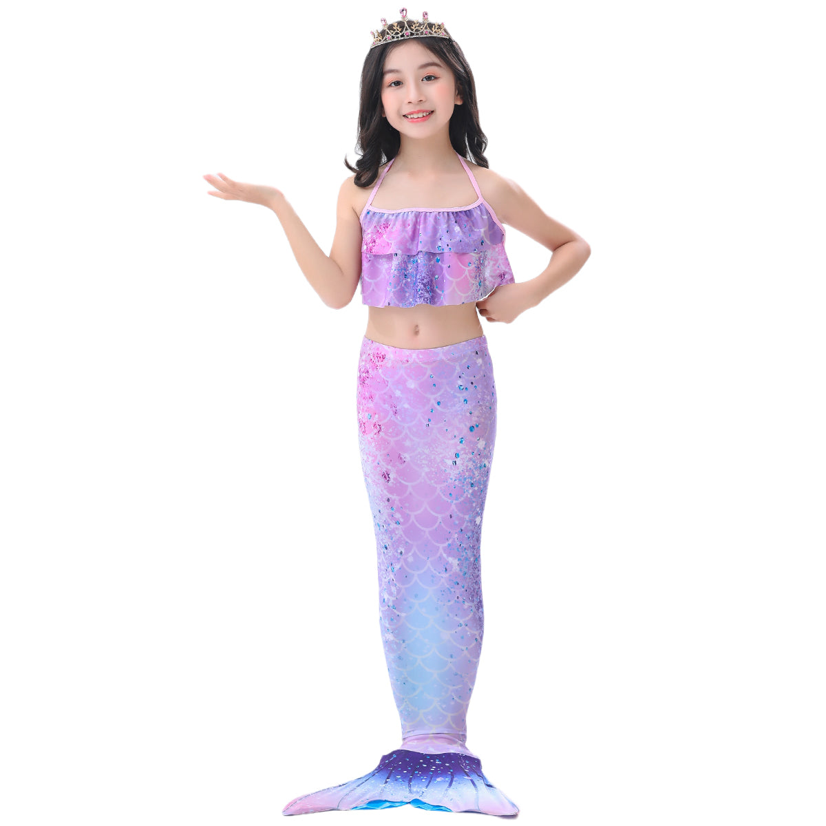 HOLOUN Mermaid Princess Cosplay Costume Kids Girls Children Dress Swimsuit Bikini For Carnival Birthday Party Clothes Gift 3PCS Set A2