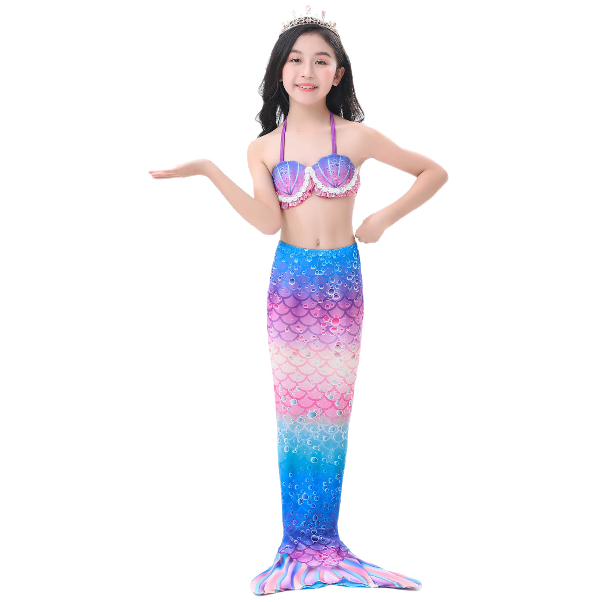 HOLOUN Mermaid Princess Cosplay Costume Kids Girls Children Dress Swimsuit Bikini For Carnival Birthday Party Clothes Gift 3PCS Set A3