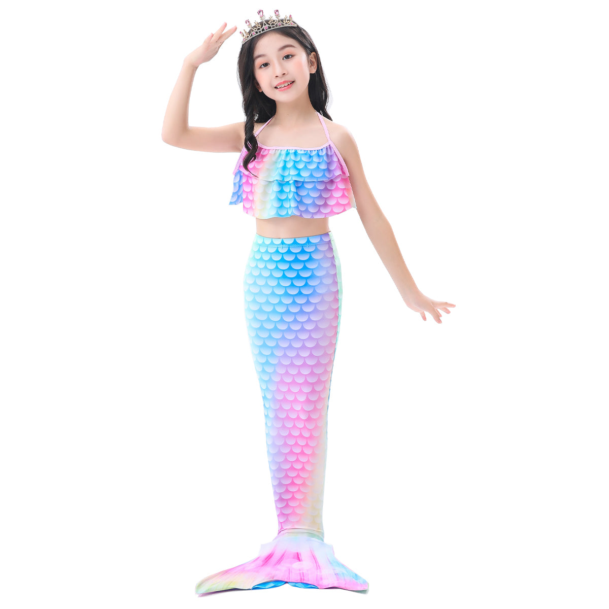 HOLOUN Mermaid Princess Cosplay Costume Kids Girls Children Dress Swimsuit Bikini For Carnival Birthday Party Clothes Gift 3PCS Set A1