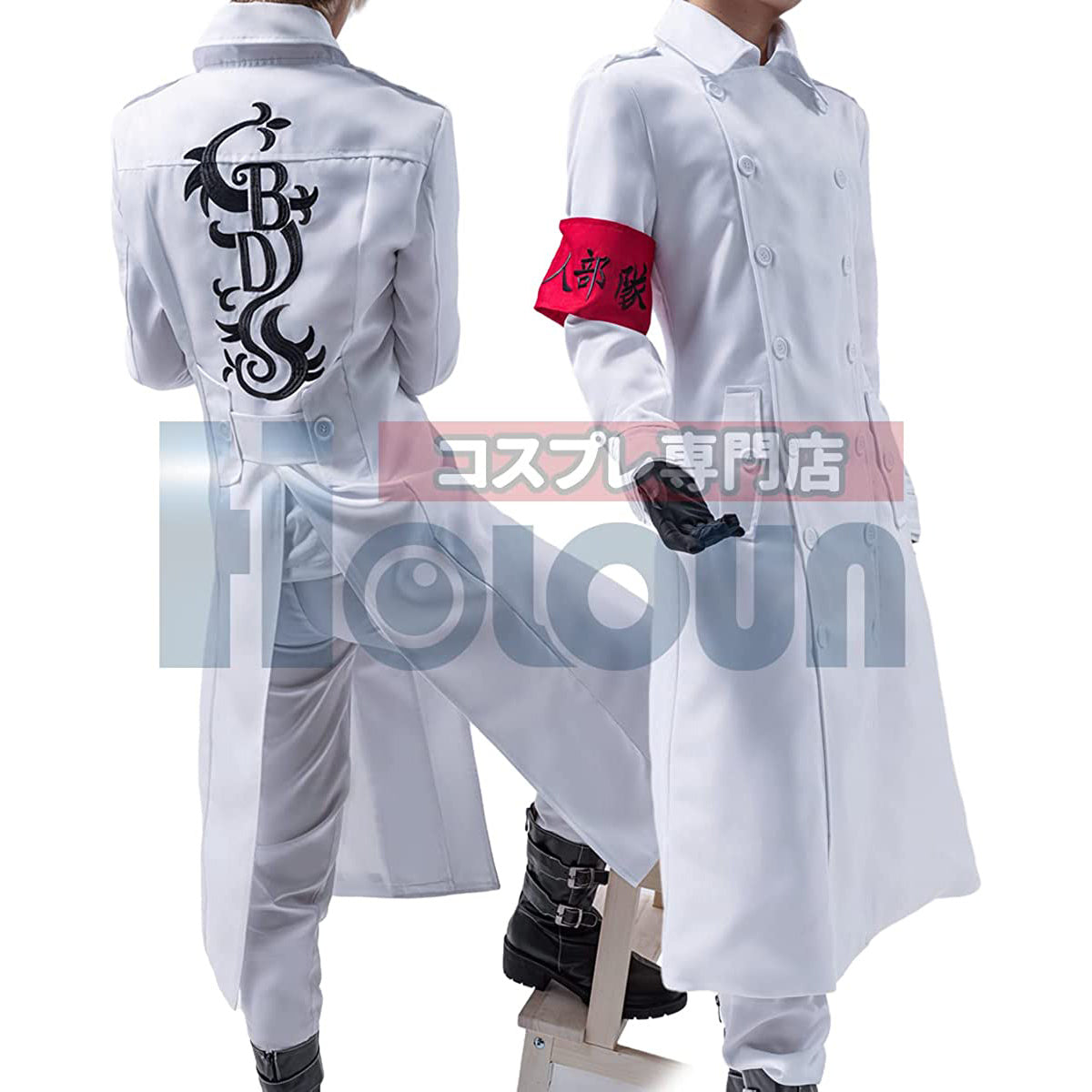 HOLOUN Tokyo Anime Manji Gang Anime Cosplay Costume Coat Black Dragon Hajime Kokonoi Embroidery Style 4PCS Sets White Jacket Halloween
