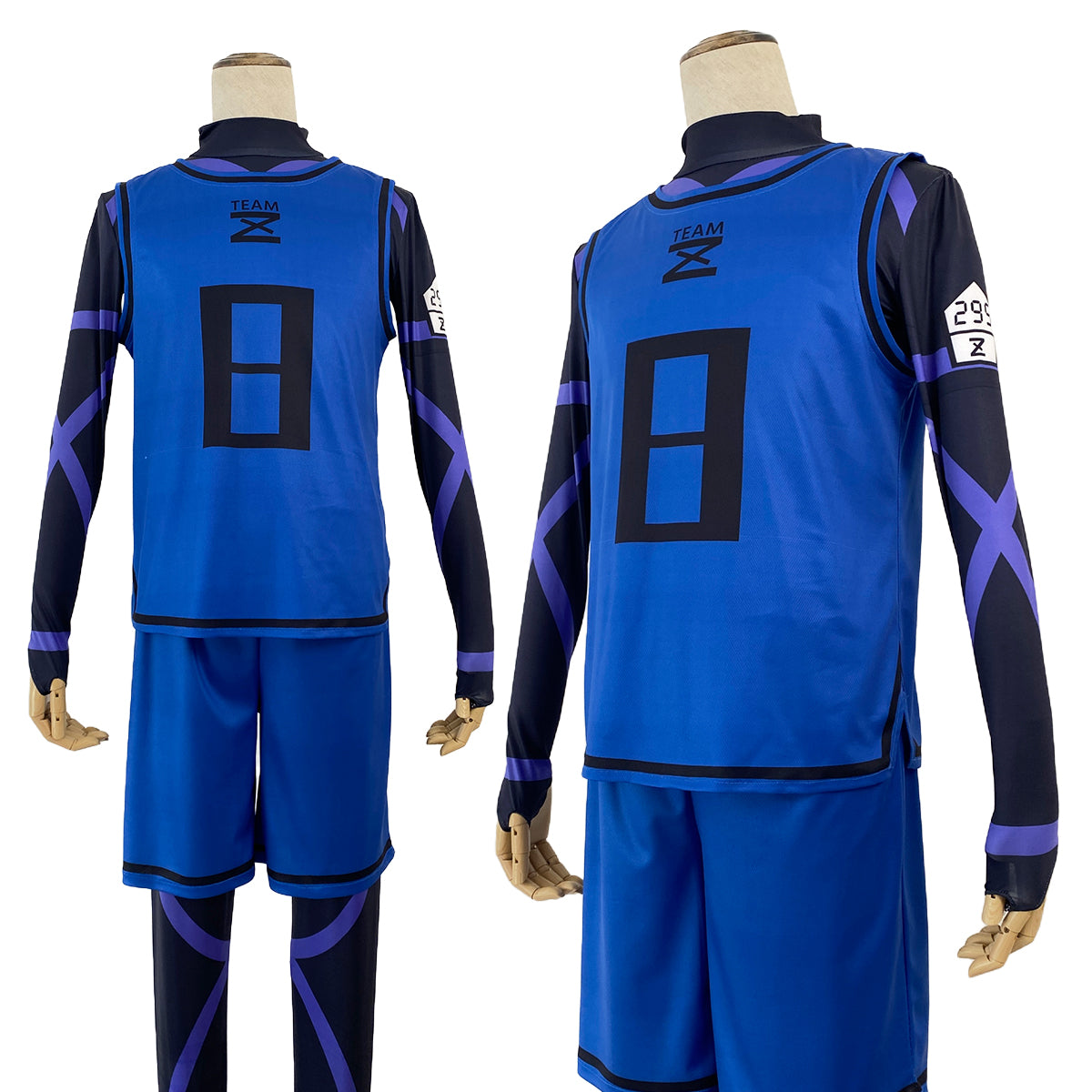 HOLOUN Blue Lock Anime Cosplay Costume No.8 Bachira T-shirt Football Soccer Training Uniform Halloween Christmas Gift New