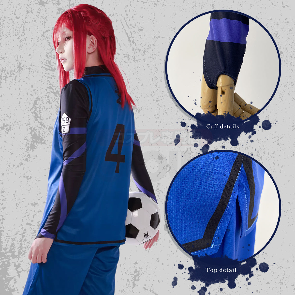 HOLOUN Blue Lock Anime Cosplay Costume No.4 Chigiri T-shirt Football Soccer Training Uniform Halloween Christmas Gift New
