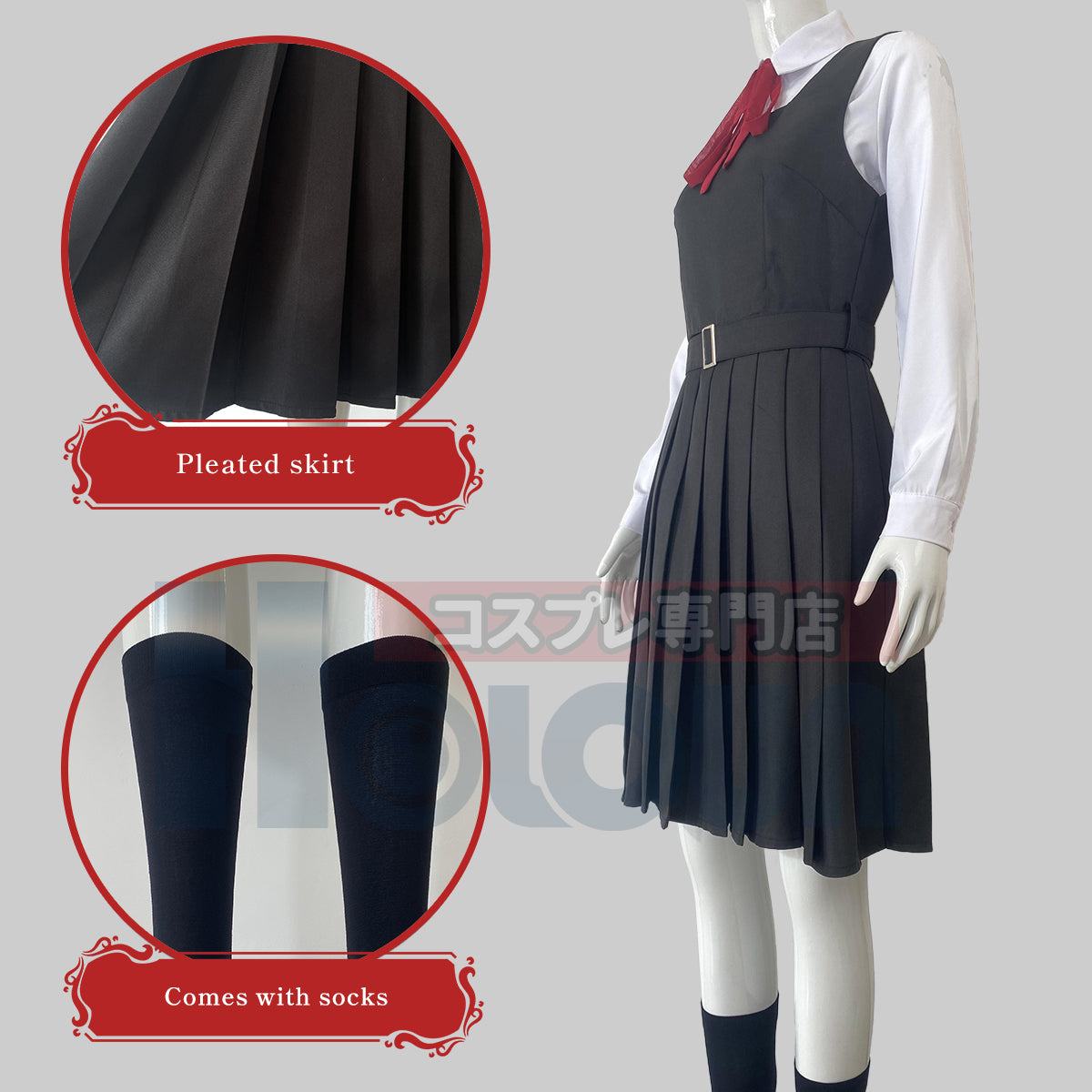 Anime Chainsaw Man Cosplay Mitaka Asa Uniform School Uniform Pleated Skirt