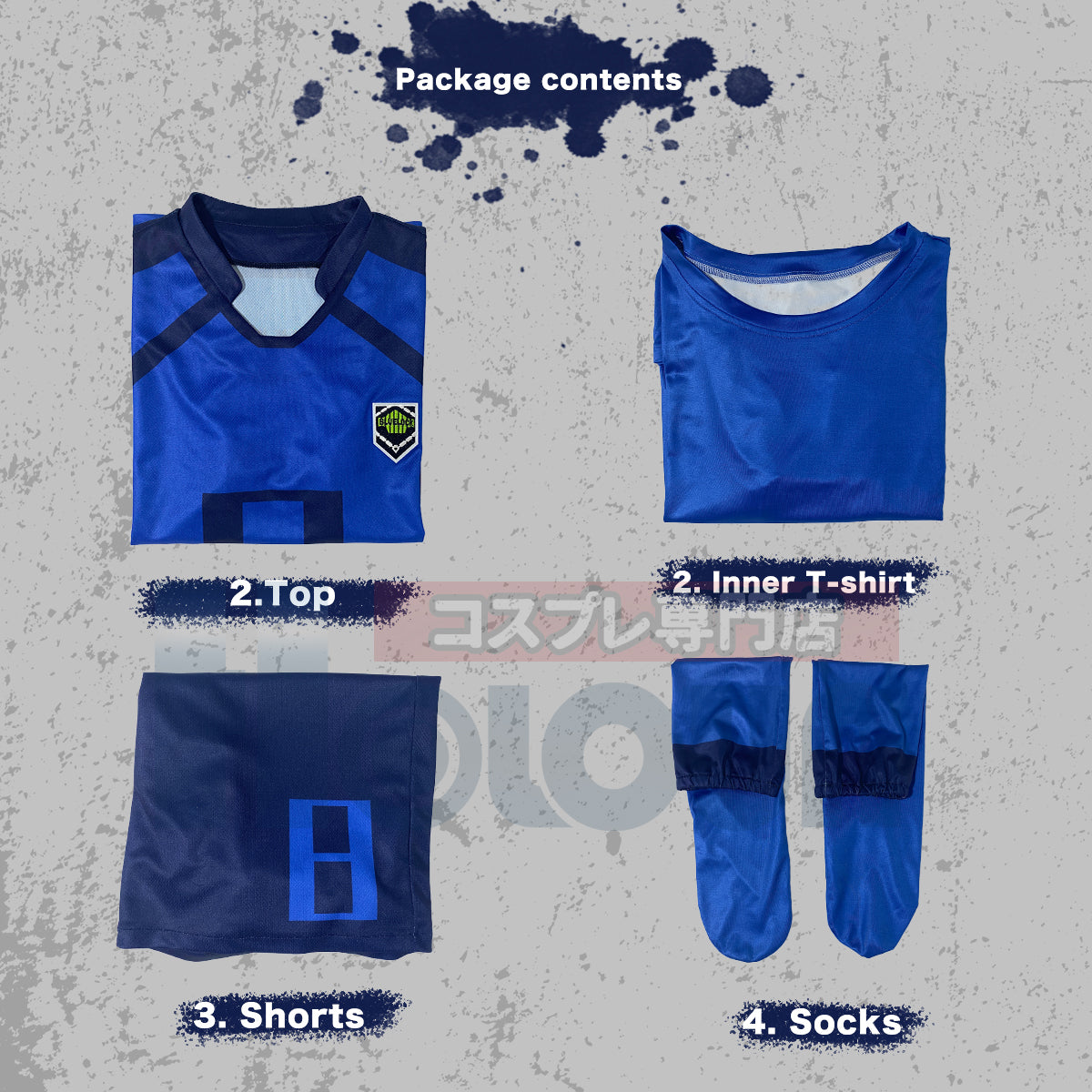 HOLOUN Blue Lock Anime Cosplay Costume Chigiri NO.4 T-shirt Shorts Socks Top Football Soccer Uniform Embroidery Logo Halloween Christmas Gift