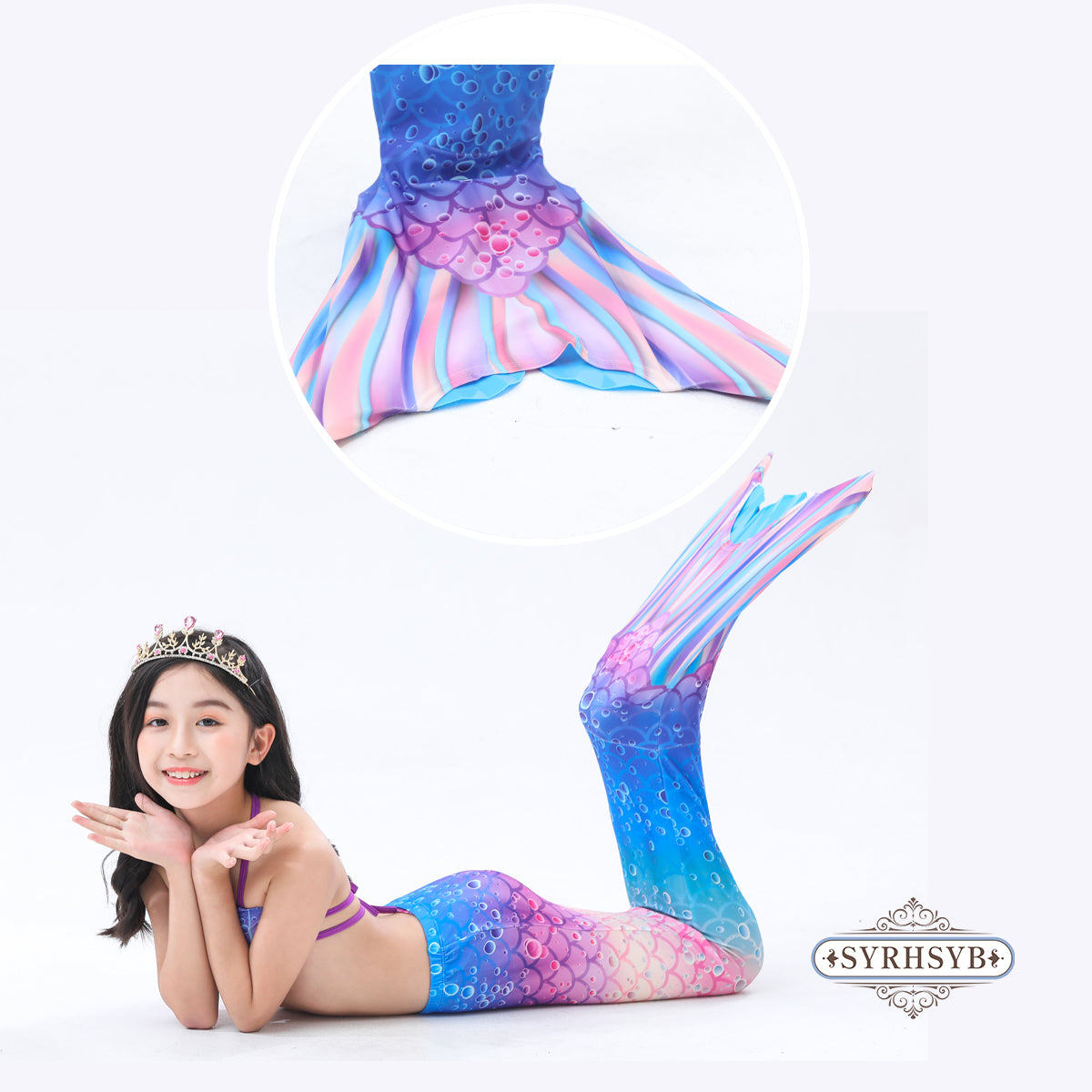 HOLOUN Mermaid Princess Cosplay Costume Kids Girls Children Dress Swimsuit Bikini For Carnival Birthday Party Clothes Gift 3PCS Set A3