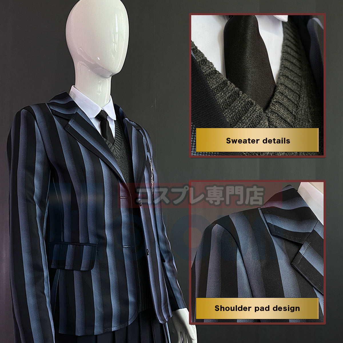 HOLOUN Wednesday Family Nevermore Academy Cosplay Costume School Uniform Embroidery Logo Suit Christmas New Year Gift